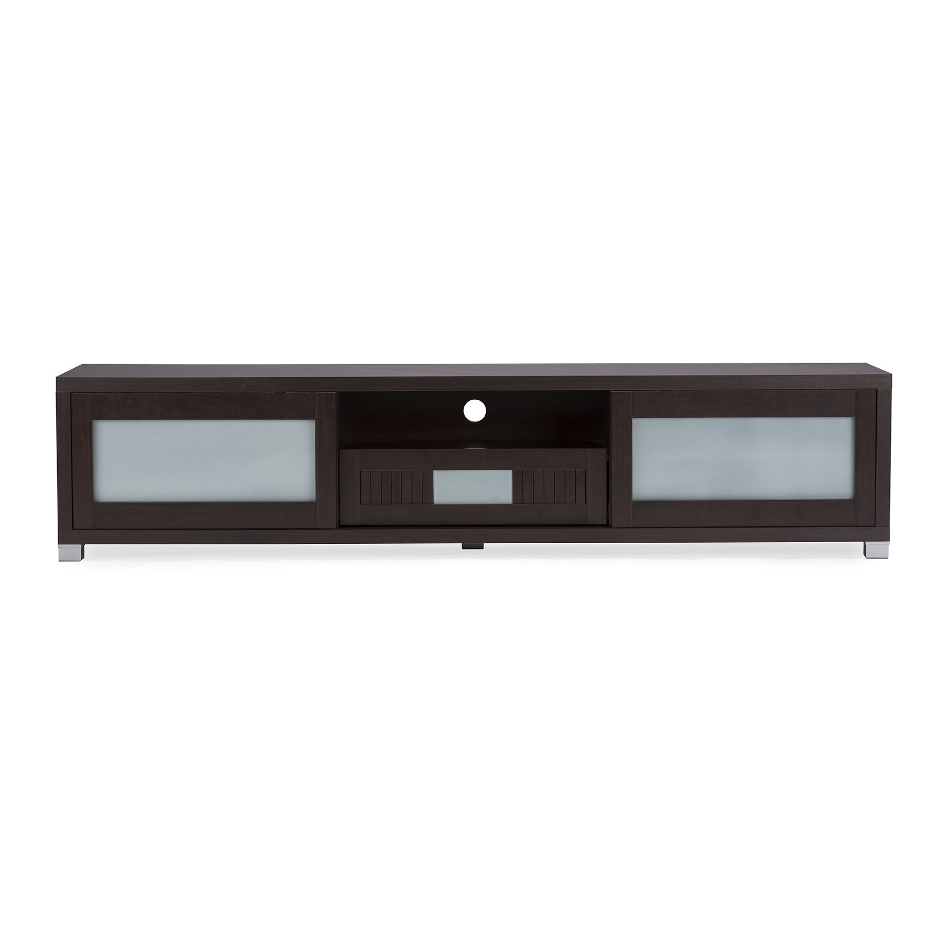 Baxton Studio Gerhardine Dark Brown Wood 70 inch TV Cabinet with 2